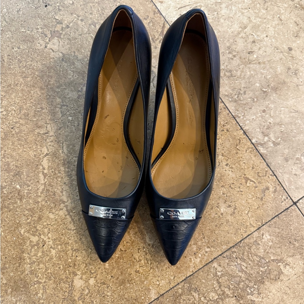 Coach Black Pointed-Toe Heels with Glossy Finish